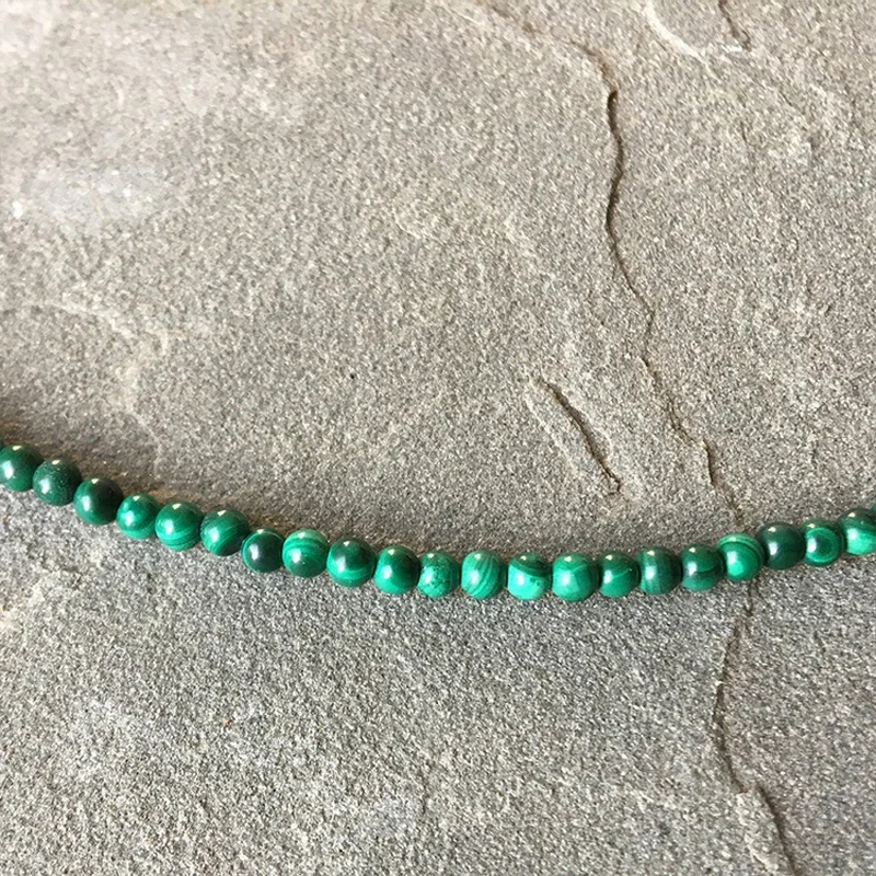 New natural stone stainless steel beaded necklace for men and women surfing natural malachite necklace tribal trend jewelry