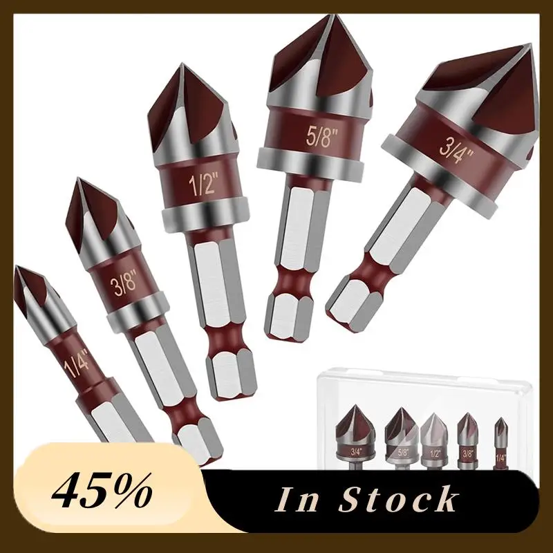 

A78K New 82 Degree HSS Countersink Drill Bit Set 5PCS Counter Sink Bits For Wood,Metal Plastic