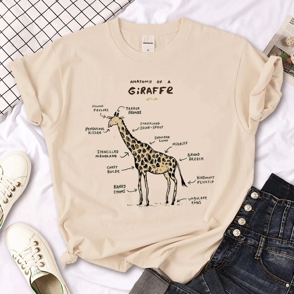 Giraffe tshirt women comic t-shirts female 2000s streetwear manga clothing