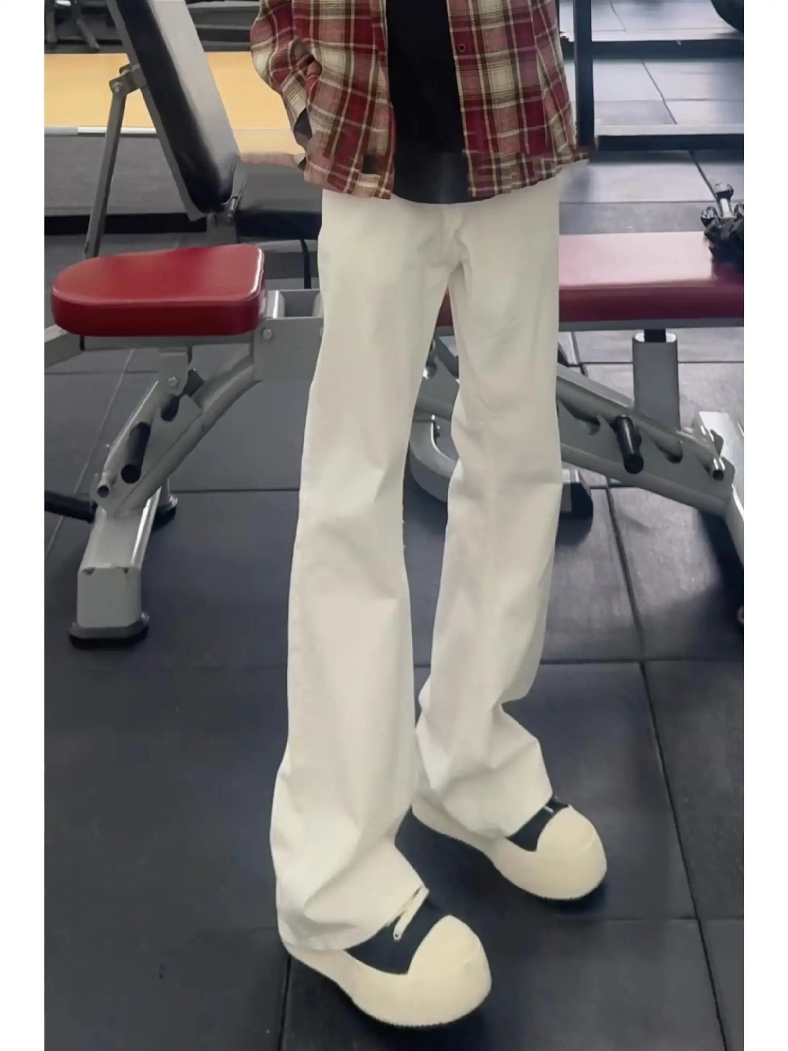 

Джинсы Cleanfit White American Retro Denim для мужчин и женщин, прямые, зауженные, новые, модные, брендовые, слегка расклешенные, длинные брюки