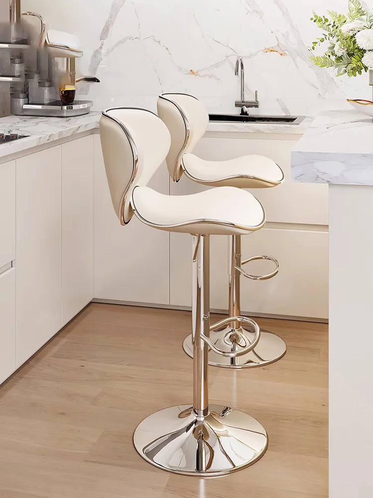 

Modern luxury metal bar chair contemporary design backrest height adjustable gold tall low leg swivel bar stool home furniture