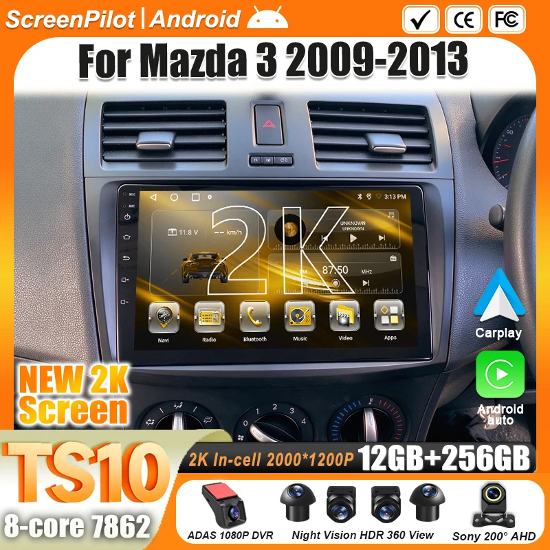 For Mazda 3 2010- 2013 Car Radio Car Radio Multimedia Video Player 2 din GPS Navigation Mirror Link Intelligent System Bluetooth
