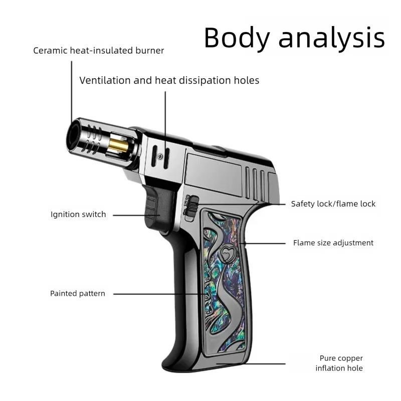 New Fixed Flame Windproof Torch Lighter, Hand-held Inflatable Spray Gun, Multi-purpose High-temperature Welding Gun Igniter