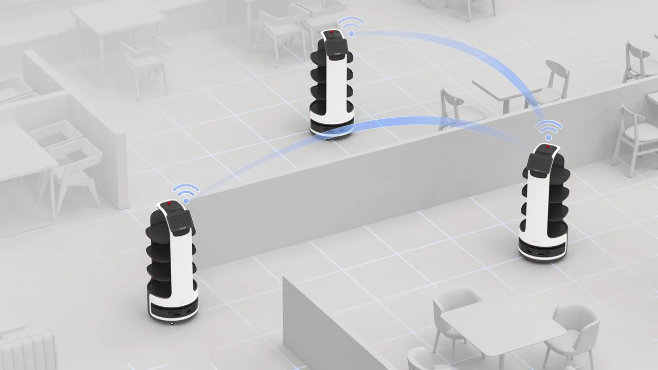 Intelligent Robot Restaurant Hotel restaurant automatic serving waiter pass dishes to greet guests without track