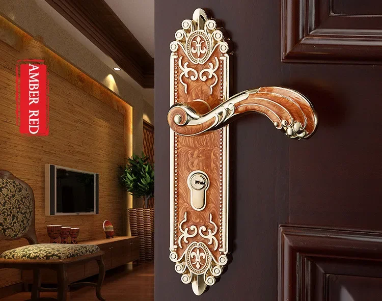 European Style Mute Room Door Lock Handle Fashion Interior Door Knobs Lock Luxurious Anti-Theft Gate Lock Furniture Hardware