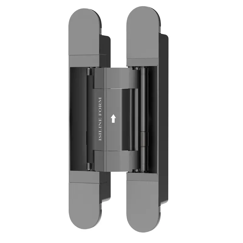 ISILINE Hydraulic Concealed Hinge Gray Paint 180 Degree Soft Close for Heavy Interior Door Hardware
