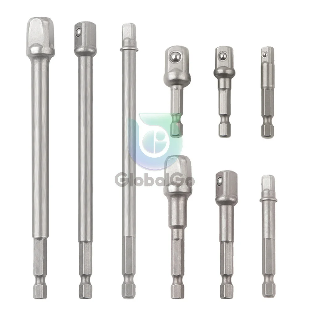 3/9pcs adattatore per presa in acciaio al cromo vanadio con grado di impatto codolo esagonale a 1/4 "3/8" 1/2 "punte per trapano di estensione Bar Set di punte esagonali potenza