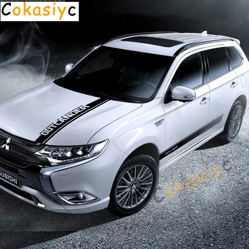 For Mitsubishi Outlander PHEV Car Styling Hood Bonnet Sticker Auto Door Side Skirt Sticker Auto Body Decor Vinyl Film Decals