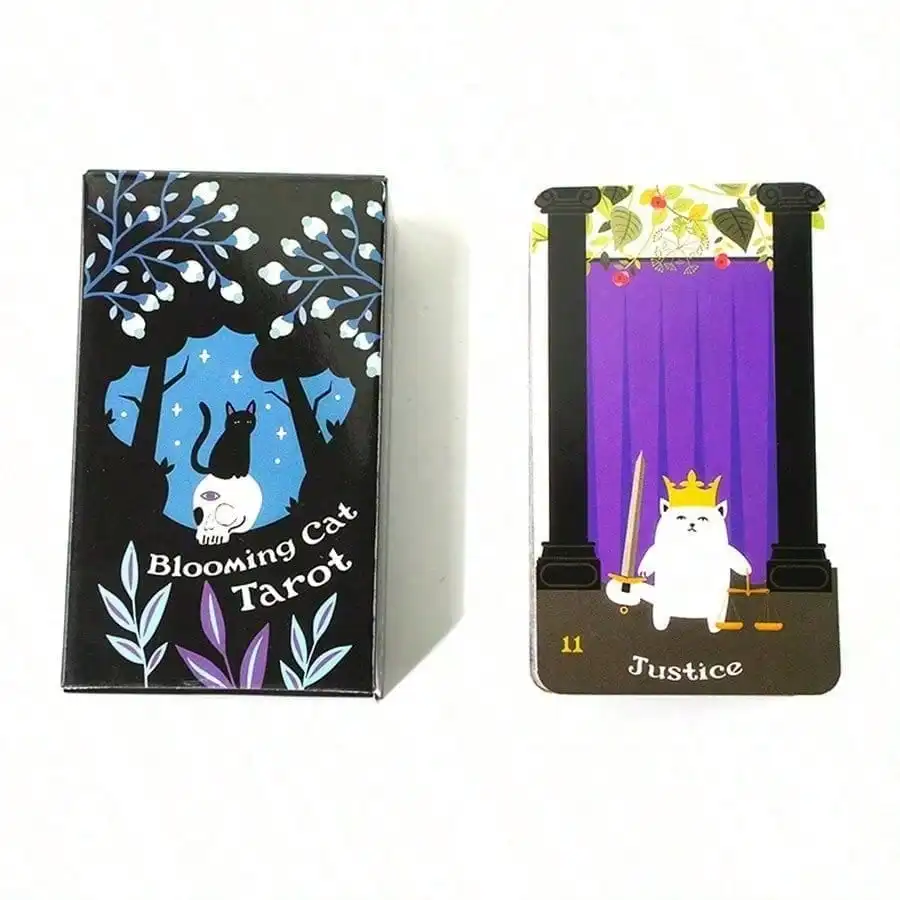 Blooming Cat Tarot Cards Playing Card Fortune-Telling Game Deck For Party Gathering