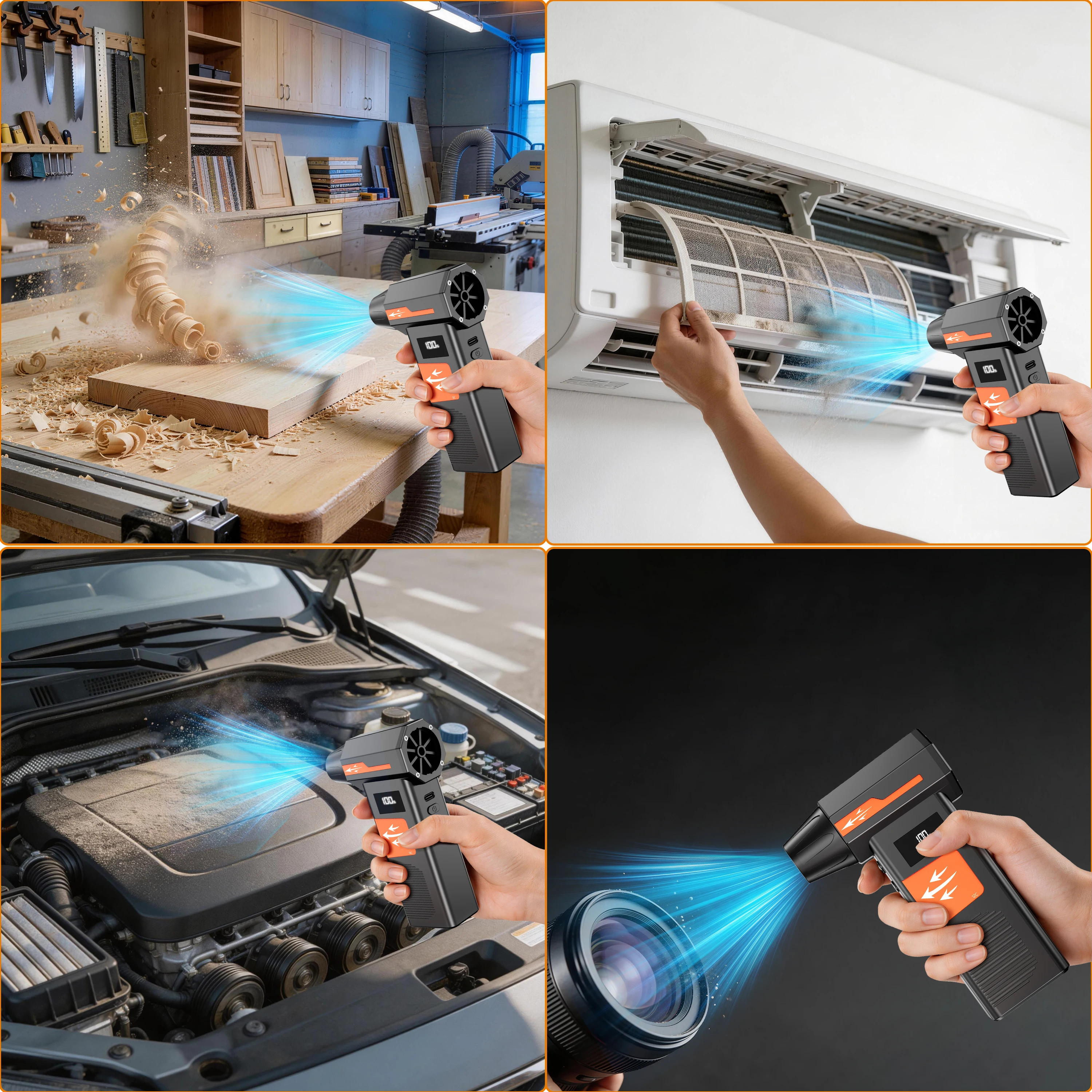Blow And Suction 2 in 1 Blow Snow With Outlet Nozzles 110000RPM Jet Fan Turbo Blower Cleaning Blowing Tool Electric Air Duster