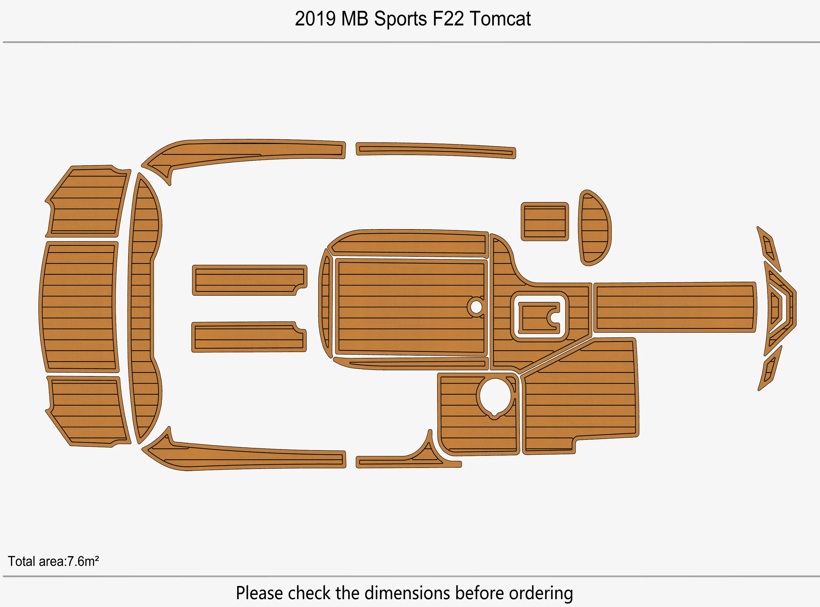 Non-Slip EVA Faux Teak Marine Mat Self-Adhesive 6mm Yacht Cockpit Pad for 2019 MB Sports F22 Tomcat Boat Decking Easy Install