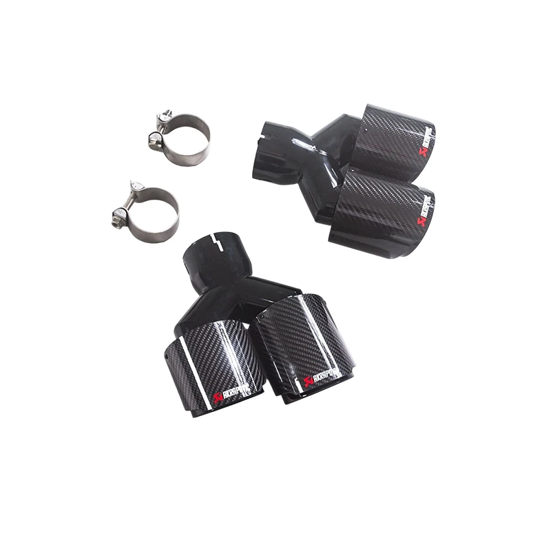 For OEM General Automotive Exhaust Head, Y Tube 304SUS Black Carbon Fiber Double Tube Head, General Decorative Tail