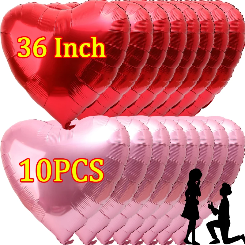 Ballons en forme de cœur pour la saint-valentin, 36 pouces, grand Film d'aluminium, ballons d'amour pour décoration de fête d'anniversaire et de mariage, ballon en aluminium