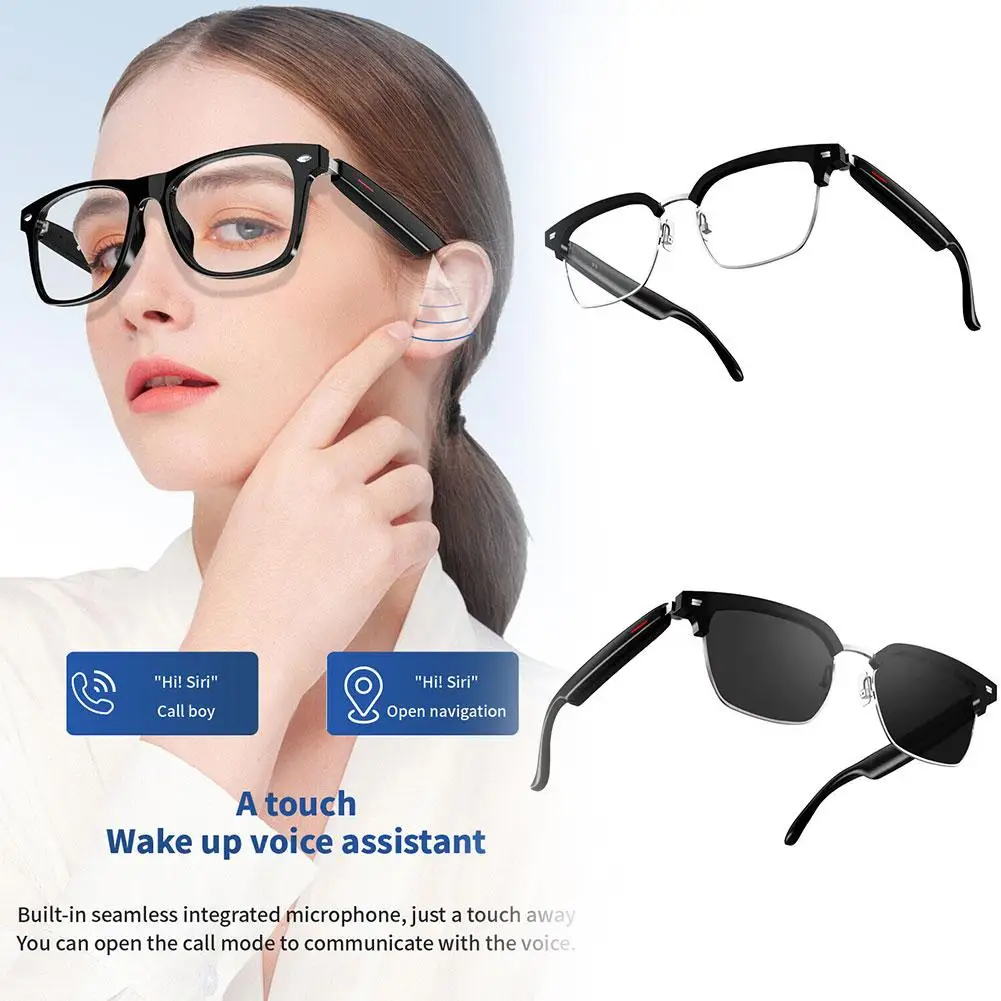 

Bluetooth Smart Glasses Blue Tooth Audio Call AI Voice Eyewear Reduction Mics Waterproof Music Speaker Eyeglass Noise Calls B1W2