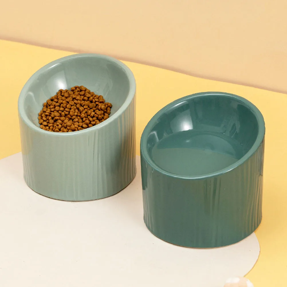 

1Pcs Stable Non-Slip Elevated Cat Design Ceramic Pet Food Feeder Practical Durable Dog Bowl Pet Feeder