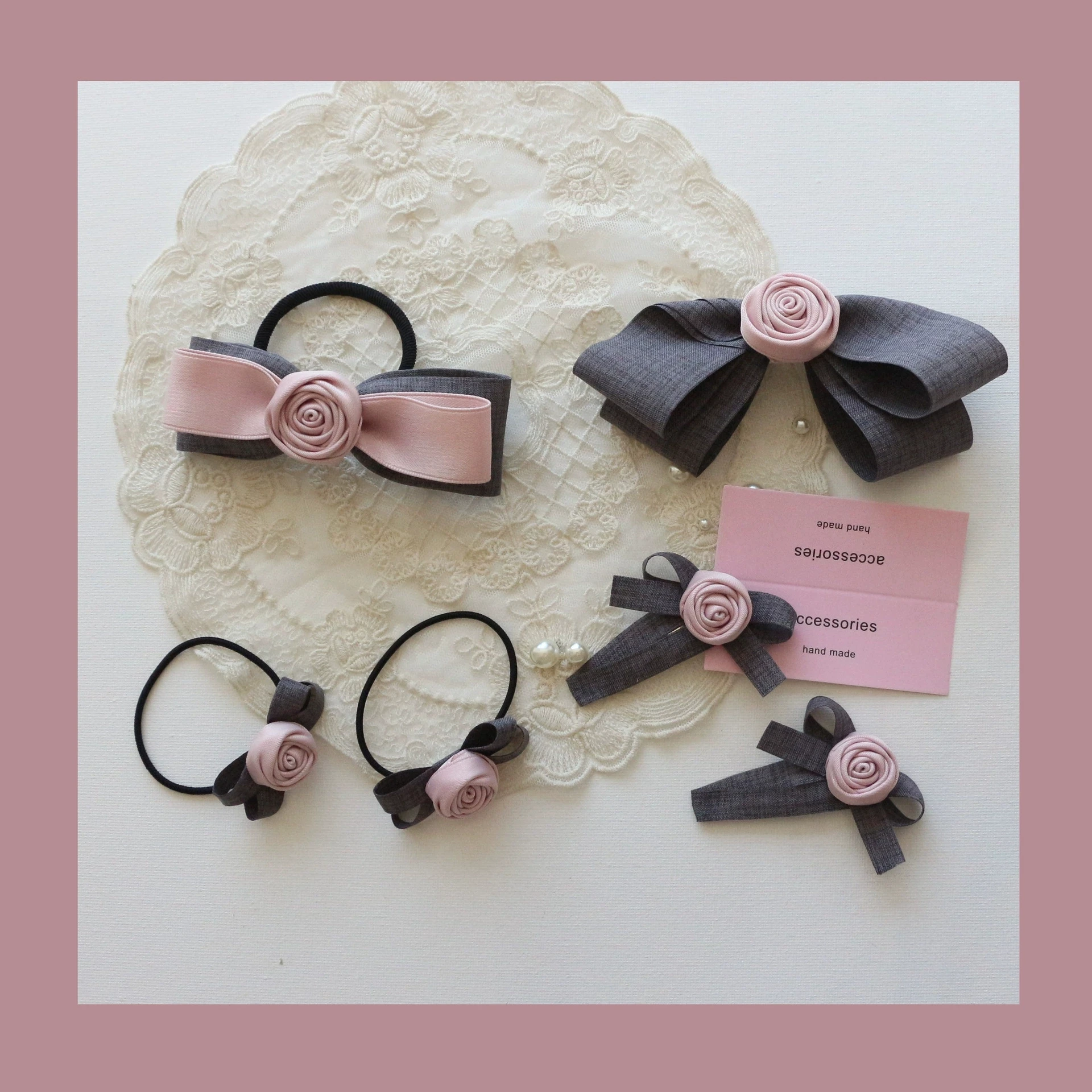 

6pcs Girls Pink Rose Flower Hairpins Kids Baby Little Bowknot Ribbon Hairbows Barrettes Bb Clips for Women Hair Accessories