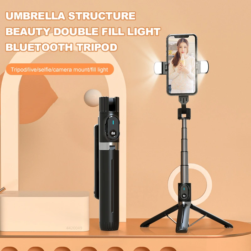 Roteta 2022 Tripod Tongkat Selfie Nirkabel Dapat Dilipat Baru dengan Bluetooth Rana Monopod Paduan Aluminium untuk Ponsel Pintar Android IOS