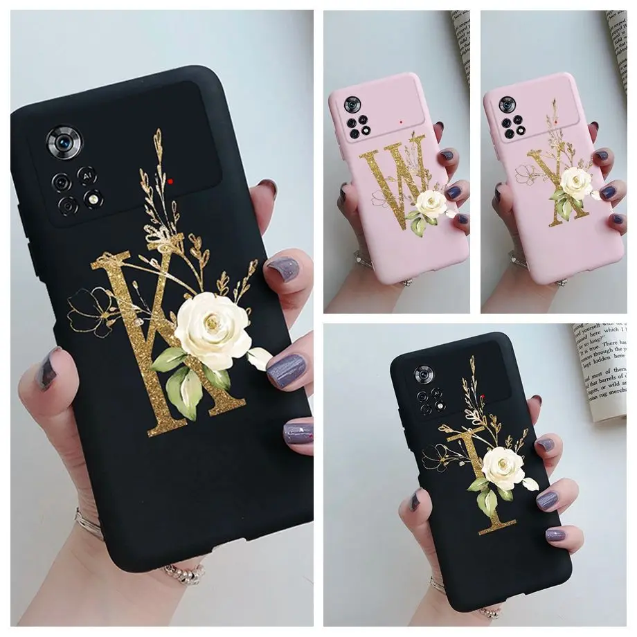 Alphabet Custom Letter Casing For Xiaomi Poco X4 M4 M3 Pro M 3 5G 4G Phone Cover INS Fashion Painting Design Shell Mobile Bumper