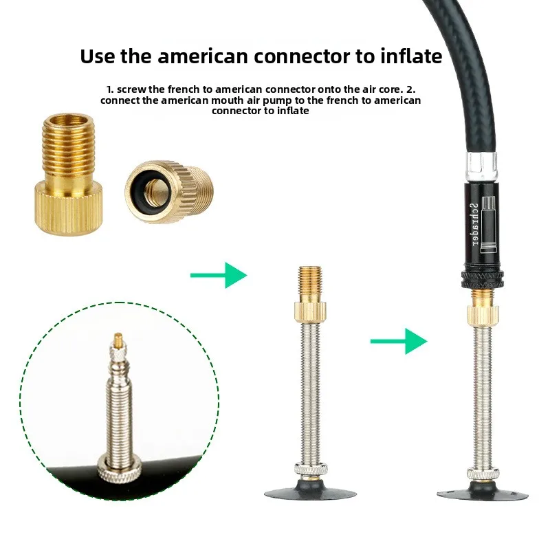 A Set of Bicycle Beautiful Mouth French Mouth Threaded Air Nozzle Inflatable Valve Conversion Head Ball Inflatable Needle view 4