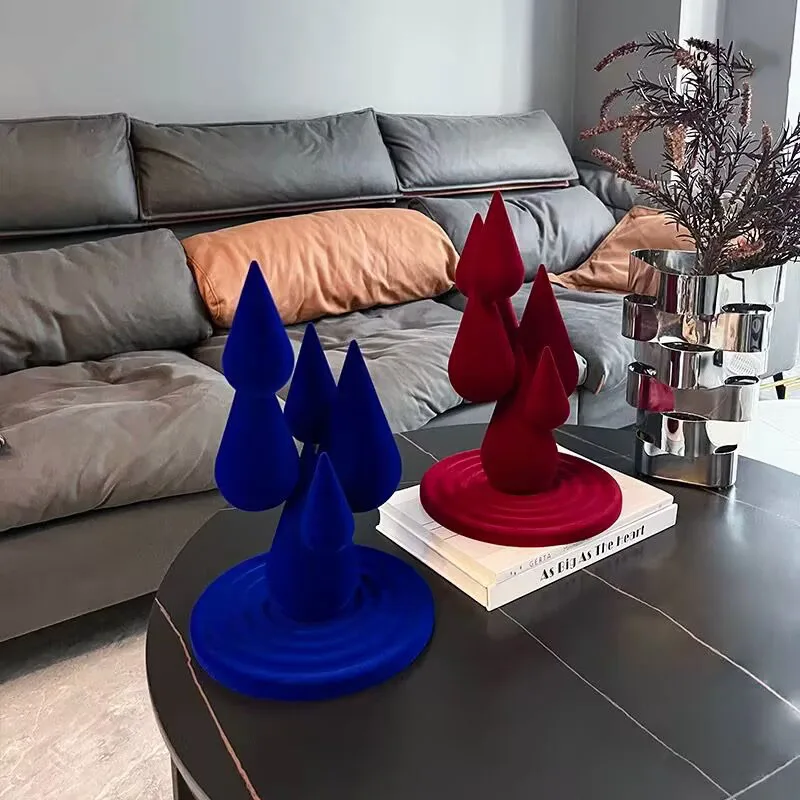 Room Decoration Nordic Flocking Water Droplet Ornament Decor Luxury Living Room Table Decoration Accessories Irregular Decoratio