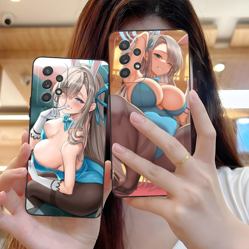 Blue Archive Asuna Sexy Hentai Phone Case for Samsung Galaxy A91 73 71 70 54 53 52 34 24 23 21 S 5G Black Soft Phone Cover Shell