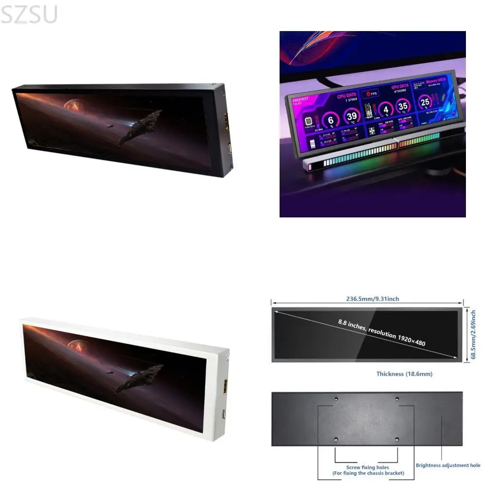 

SZSU Двойная функция 8,8-футовый дополнительный экран ПК с сенсорным управлением, поддержка яркости 600 нит