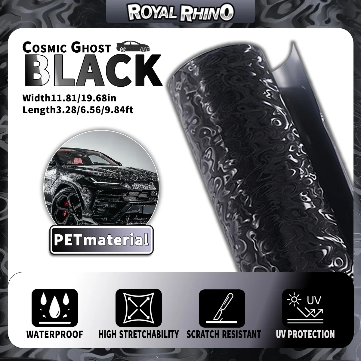 Forged Cosmic Ghost Black carbon fiber film sticker Waterproof PET material Car Body Tuning Decor Car Accessories self-adhesive