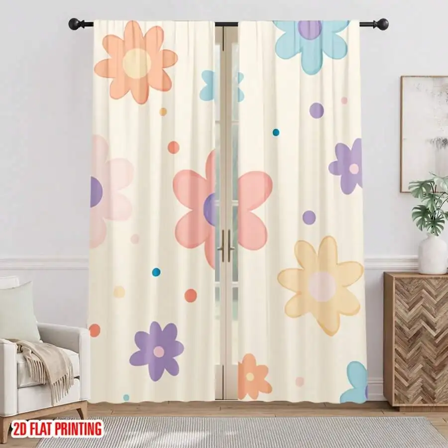 Soft Floral Star Blackout Curtains For Living Room Study Decor