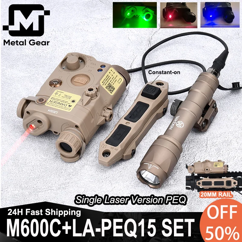 Tactical LA-5B PEQ Single Laser Wadsn PEQ15 Green Red Blue Indicator Airsoft Hunting M600C Flashlight With Dual Pressure Switch