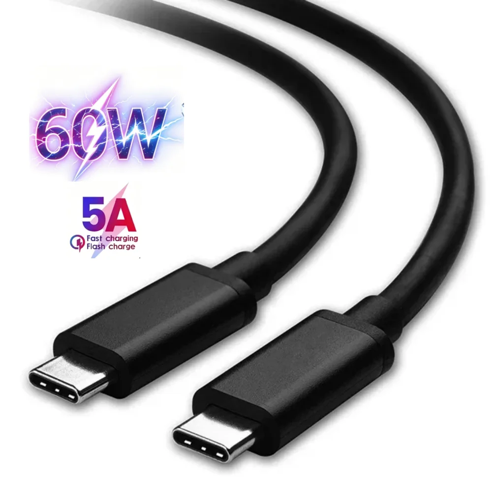 60W Type C to USB -C Fast Charging Phone Data Cable Type C Fast Charging Wire 0.3m/0.5/1m/1.5m/2m PD Quick Charge 3.0 Data Cord