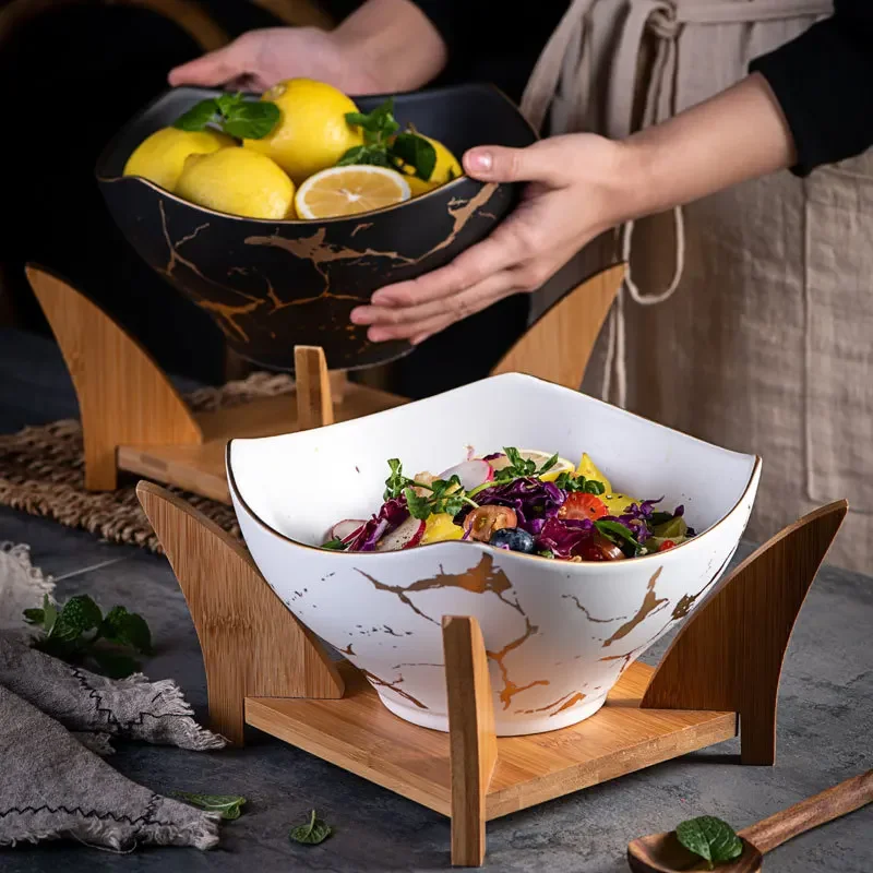 Nordic fruit salad bowl marble ceramic bowl tableware set household soup  noodle bowl fruit plate fruit basket