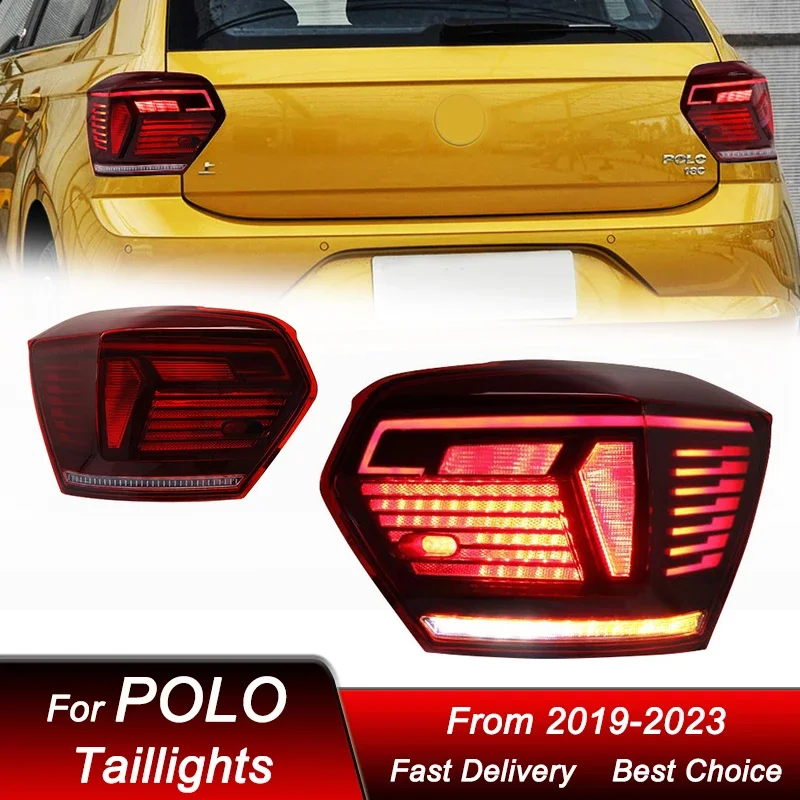 

Поп-стайлинг автомобиля Задние фонари для VW POLO Plus 2019-2023 Новый стиль Полный светодиодный задний фонарь Динамический указатель поворота Задний фонарь в сборе