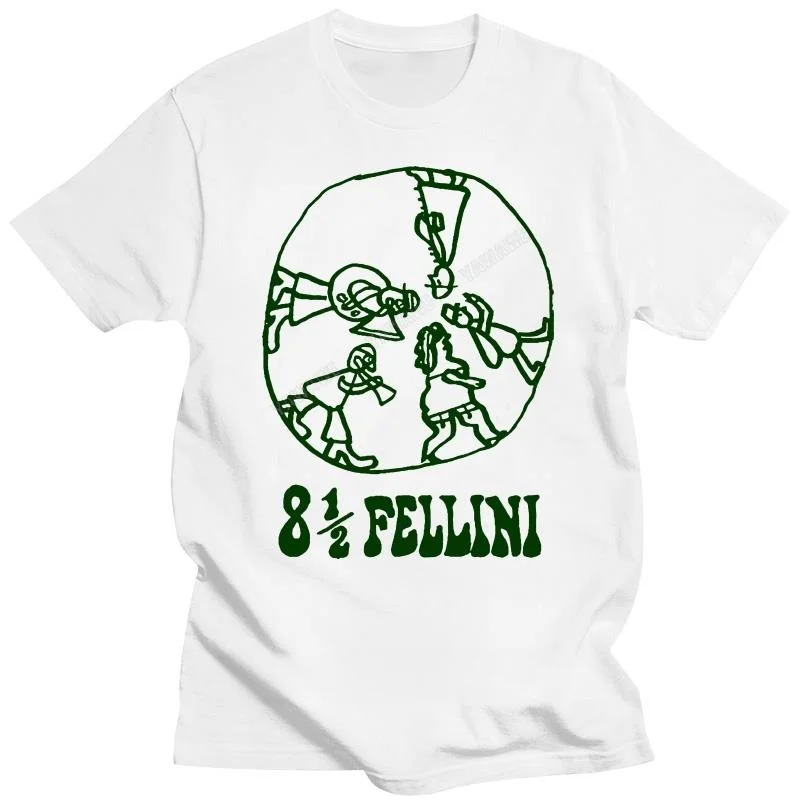 Magliette in cotone 8 1/2 V4 F Fellini Movie Poster 1963 t Shirt giallo tutte le taglie da S a 4Xl maschio manica corta Casual Top