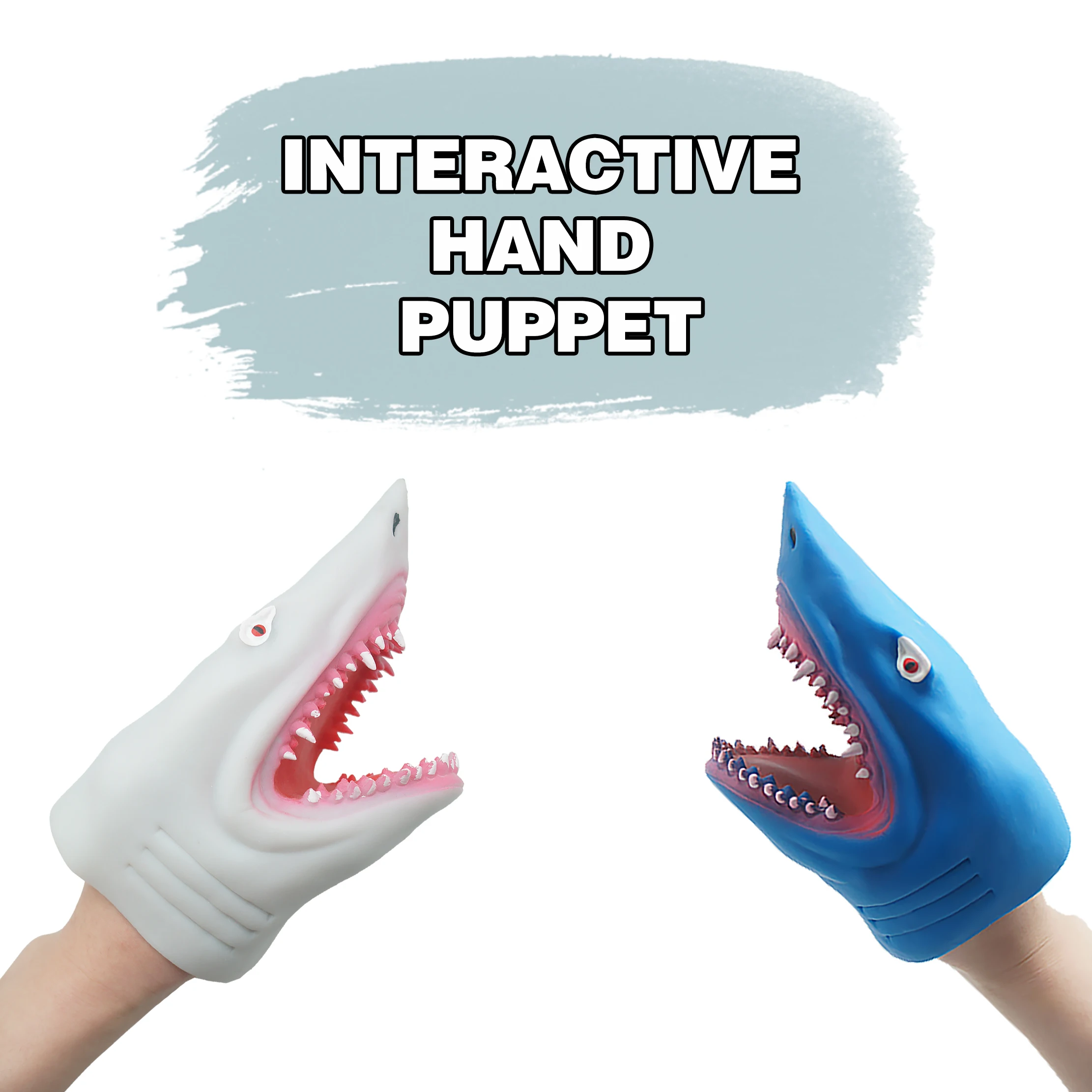 Shark Hand Puppet Thermoplastic Soft Rubber Realistic Sea Animal Shark Head Puppets Toys for Kids Shark Role Play Toy Latex