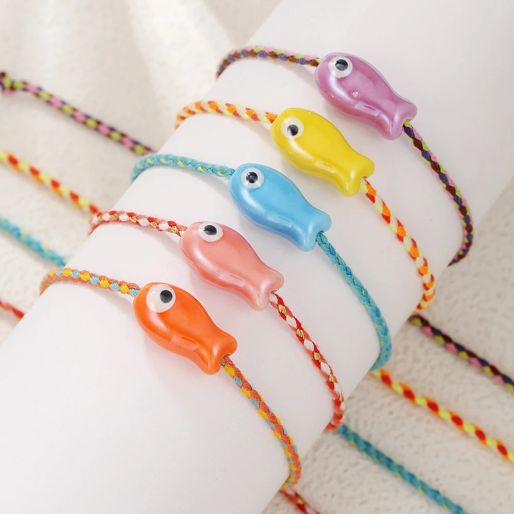

NADEEM Summer Holiday Ceramic Fish Bracelet Set for Women Or Men Boho Weave Charm Anklets Lovers' Jewelry Gifts Party Wholesale