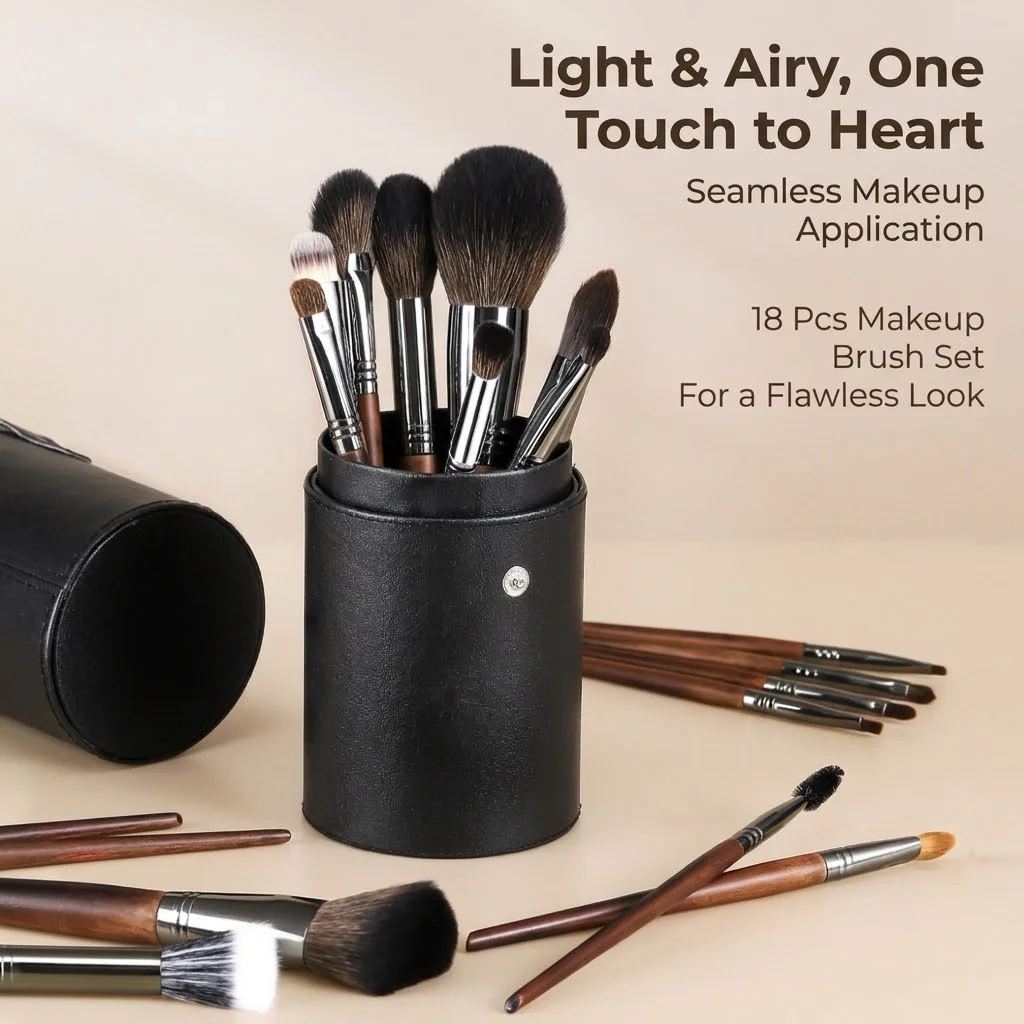 18 pieces of makeup brush set foundation make-up powder blusher high gloss concealer eye shadow makeup tools wholesale