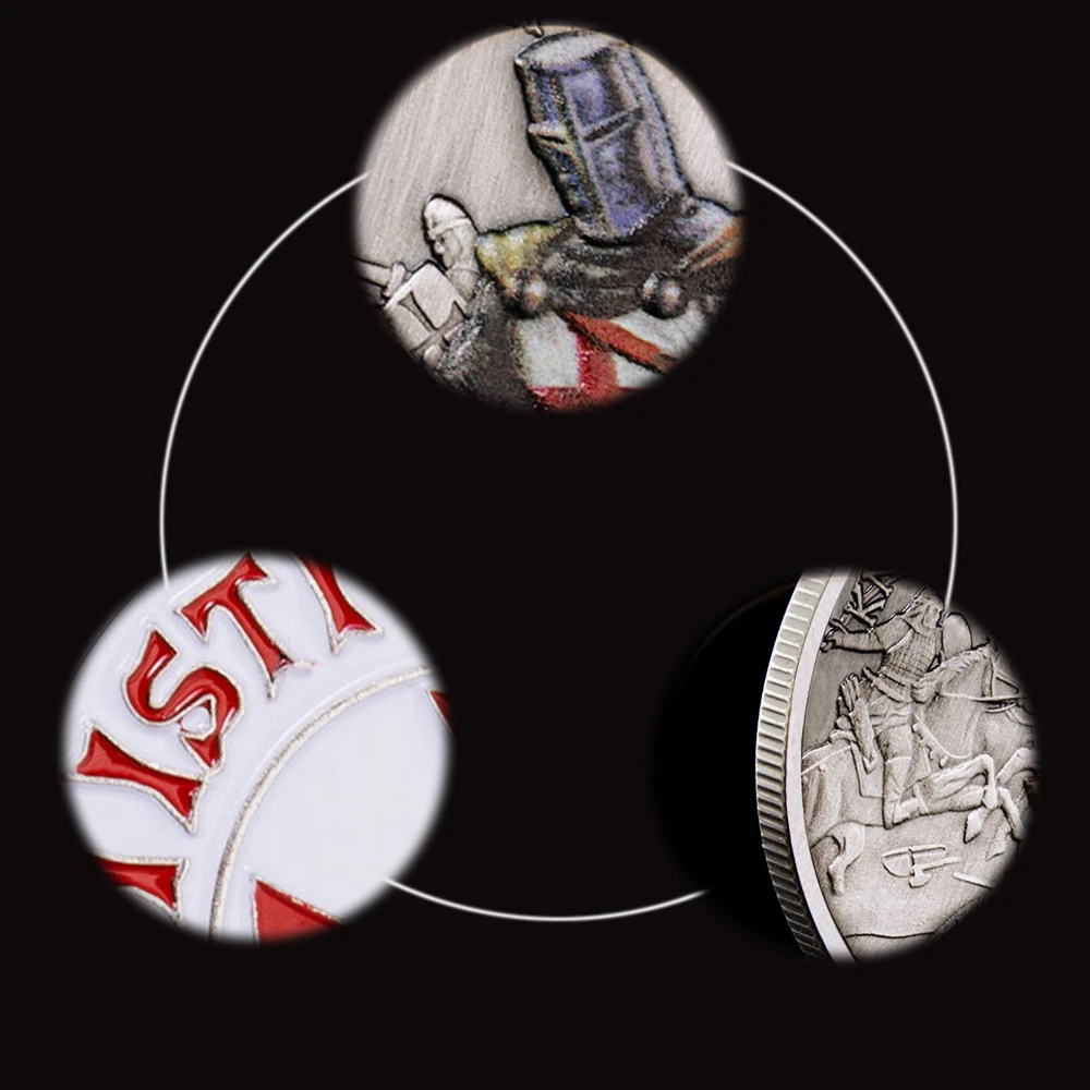 Masonic Exchange Red Knights Templar Crusaders Freemason Souvenir Metal Plated Coin Christ Cross Collection Art Gift view 6