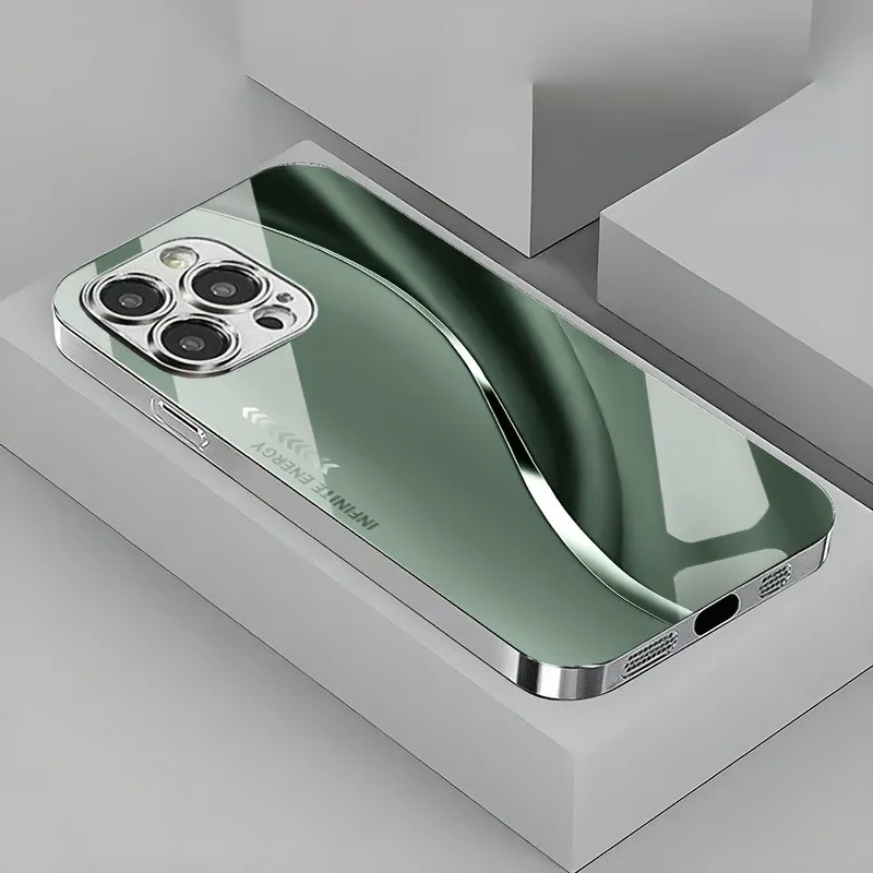 Gradientowe, minimalistyczne etui na telefon z motywem krzywych dla iPhone 17, 16e, 16, 15, 14, 13, 12, Mini, 11, Pro, XS Max, XR, Air, Plus, luksusowe etui ze szkła hartowanego — zdjęcie produktu 4