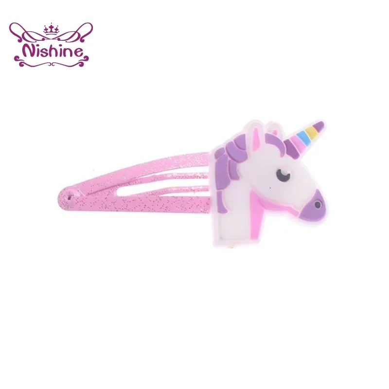 Nishine-Pinzas para el pelo de unicornio para niña, horquillas de animales de dibujos animados, accesorios para el cabello, regalos, 10 unidades por