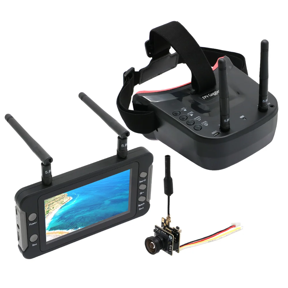 5.8G 40CH  FPV Goggles Monitor Auto-Searching Dual Antennas Video Glasses Headset HD 5.8G 25mW fpv camera for Racing Drone
