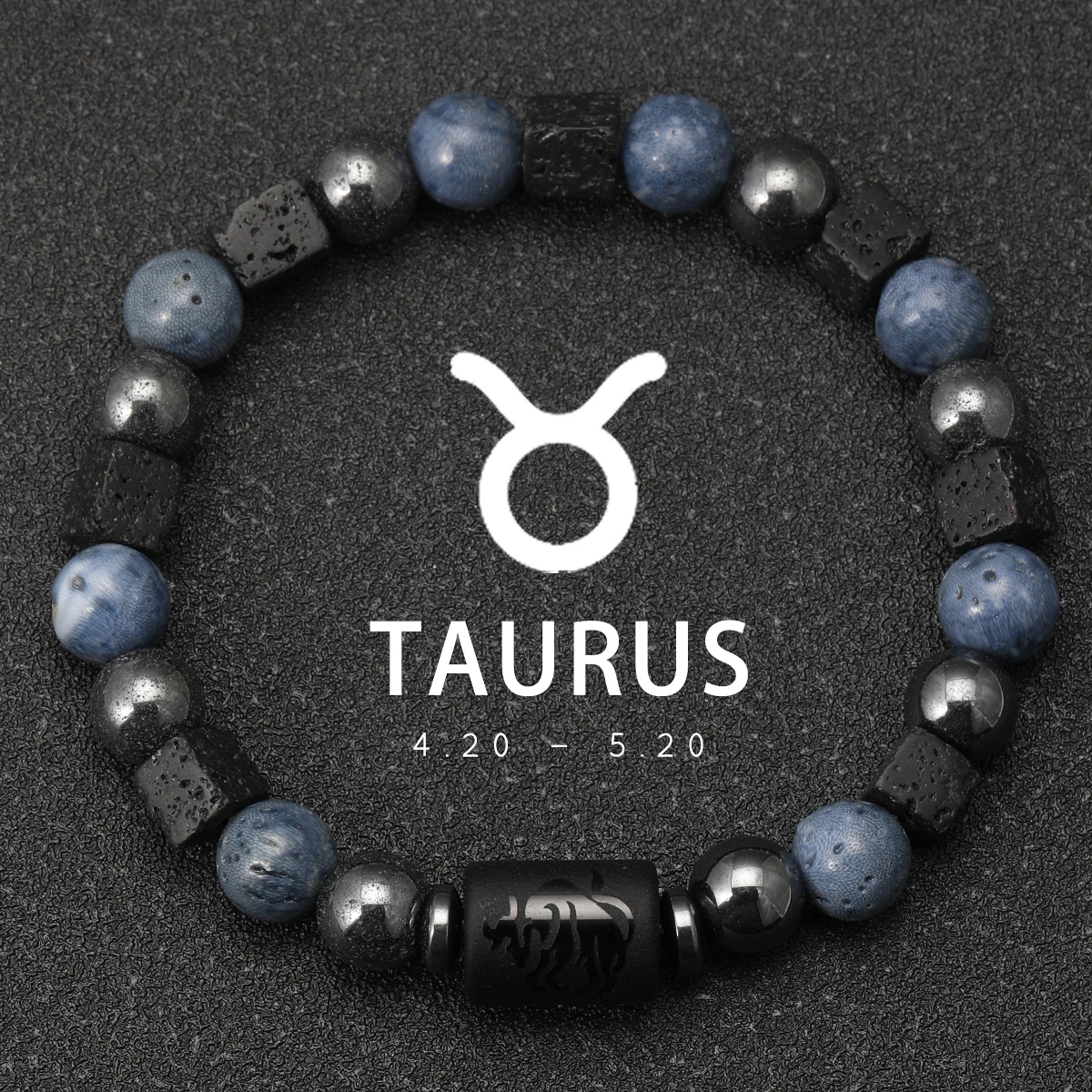 12-Sternbild-Armband aus natürlichen blauen Korallen-Lavasteinen, Steinperlen, für Männer, Paare, Seil, Freundschaft, Sternzeichen