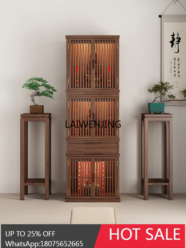 SGF solid wood Buddhist niche household three-layer vertical cabinet with door new Chinese shrine ancestor vertical cabinet