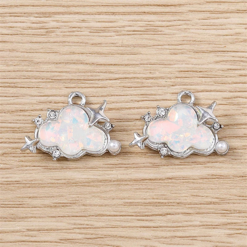 5 Stück 20 x 15 mm niedliche bunte Kristallwolken Charms Anhänger für Schmuckherstellung Tropfen Ohrringe Halsketten Armbänder Zubehör Geschenke – Detail 8