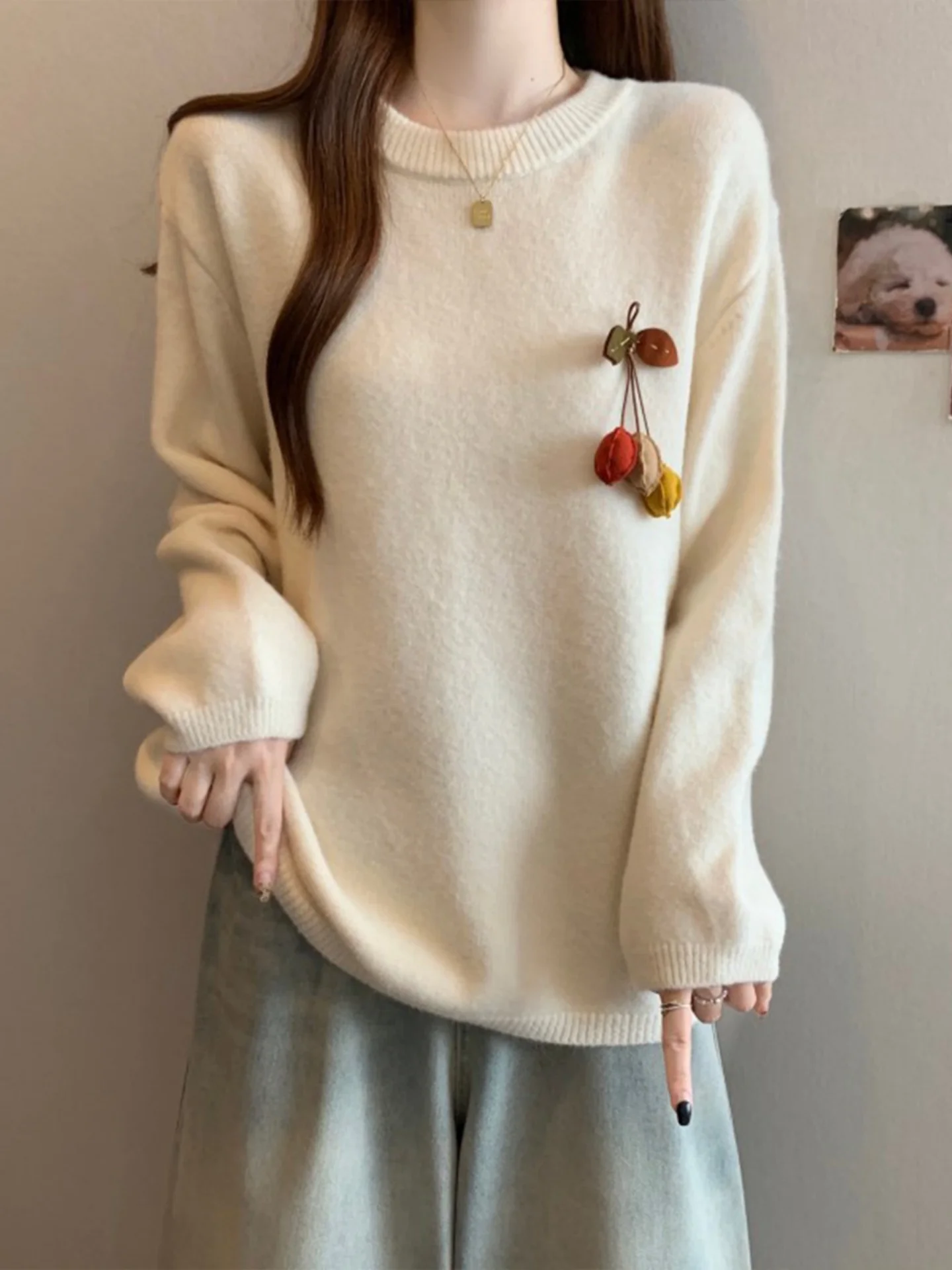 

Slimming Long Sve Knitted Sweater Women's Loose Base irt Autumn Winter plus Size Comfortable Breathable Faionable Knit...