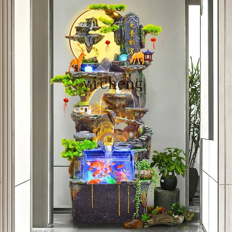 L14- Fuente de Agua Decorativa Feng Shui para Atraer la Riqueza, Humidificador con Circulación de Agua, Fuente Alpina de Pie