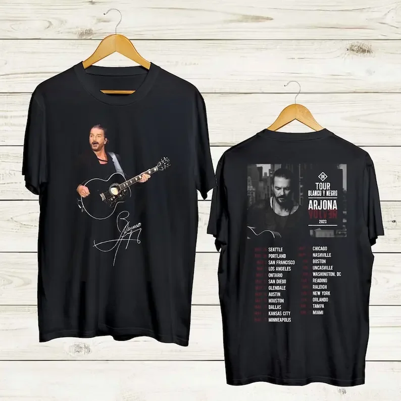 Ricardo Arjona Woman T Shirt Tour Blanco Y Negro Arjona Volver 2023 Print T-shirt Singer Tour 2023 Shirt Gift for Fan Ropa Mujer