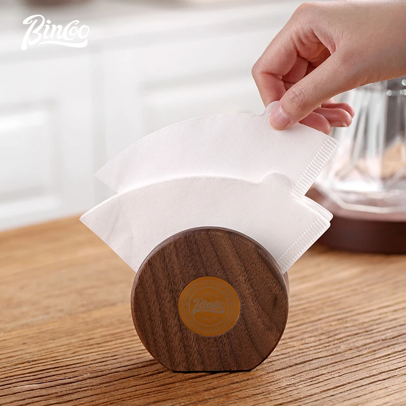 Bincoo Hand-Brewed Coffee Filter Paper Holder Hanging Ear Coffee Filter Paper Walnut V02/V01 Filter Paper Storage Rack