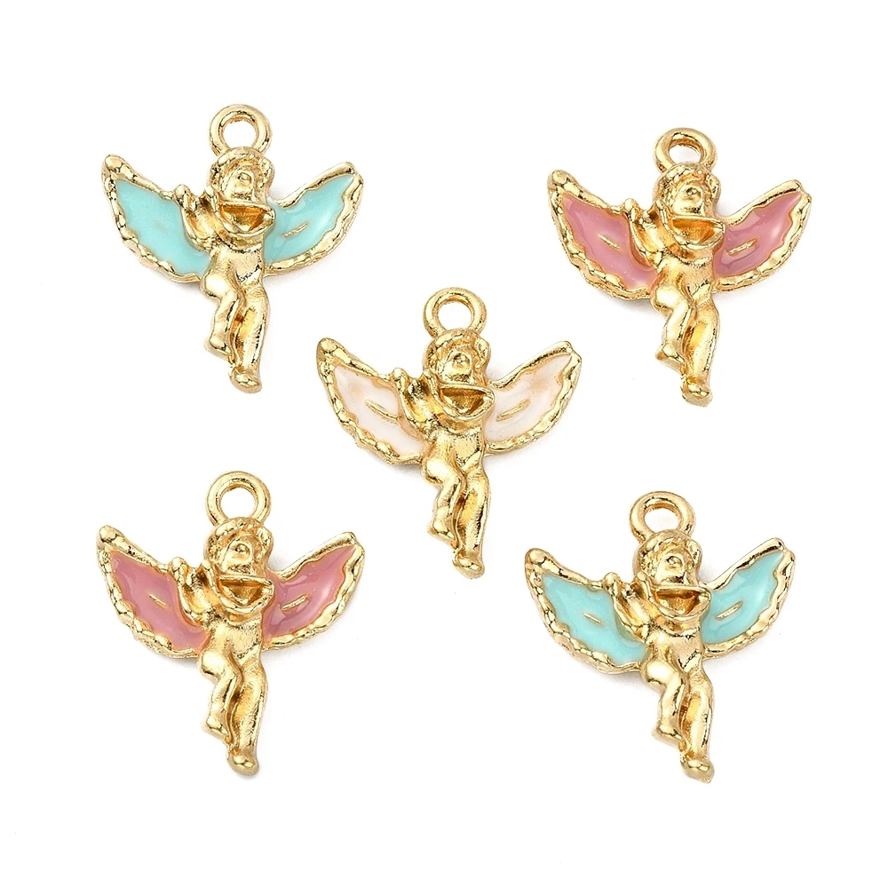 PandaHall 30 Pcs 3 Colors Enamel Wicca Wings Fairy Angel Charms LightGold Charm for DIY Necklace Bracelet Jewelry Craft Making