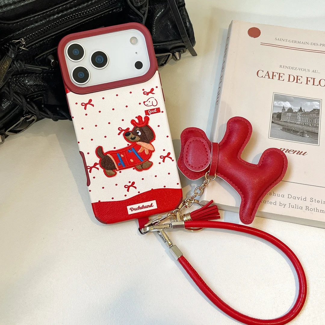 عيد ميلاد سعيد نمط الكلب الألماني الحبل قضية الهاتف آيفون 17 16 15 14 13 12 11 برو ماكس INS الكورية لطيف الكرتون غطاء #2