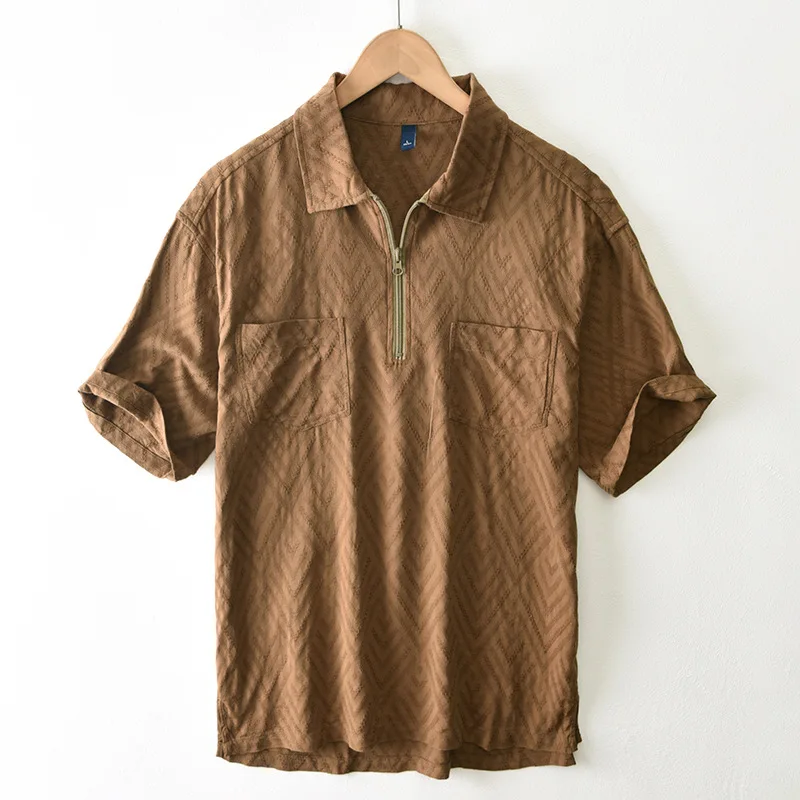 T233 100 % Baumwolle, gute Qualität, einfarbige Textur, Hemd für Herren, Sommermode, weich, bequem, Pullover, Tops, Teenager, tägliche Bluse